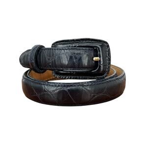 WCM Italian Calfskin Leather Belt Womens SZ S Blue Textured Classic Chic Elegant